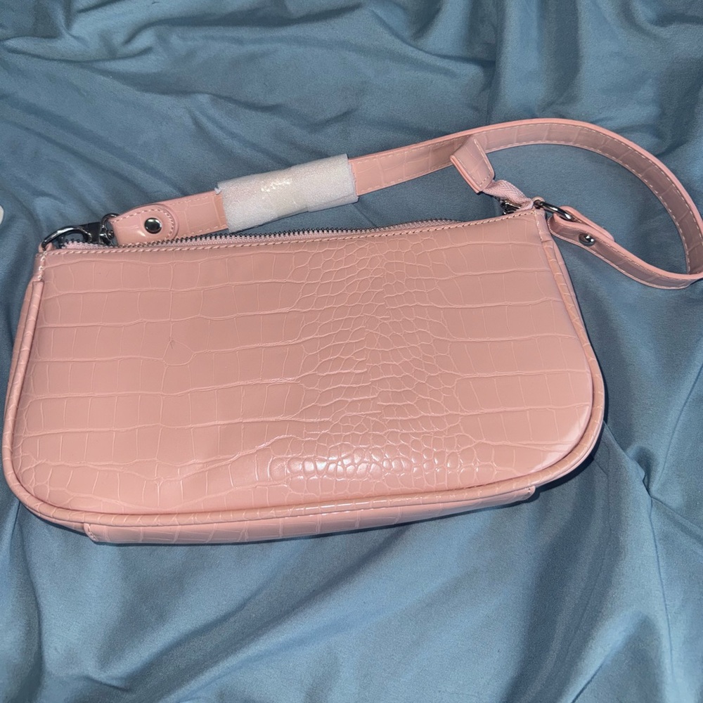 Pink Croc-Embossed Women's Bag